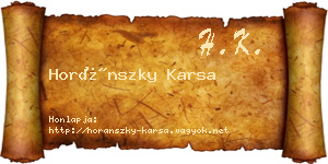 Horánszky Karsa névjegykártya
